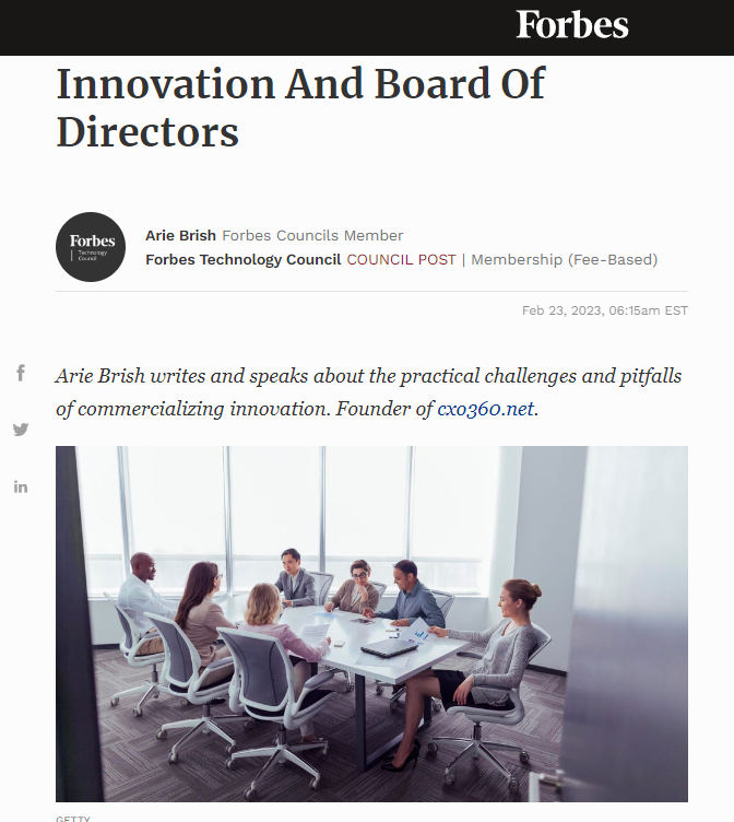 Arie Brish innovation and Board of Directors news article interview