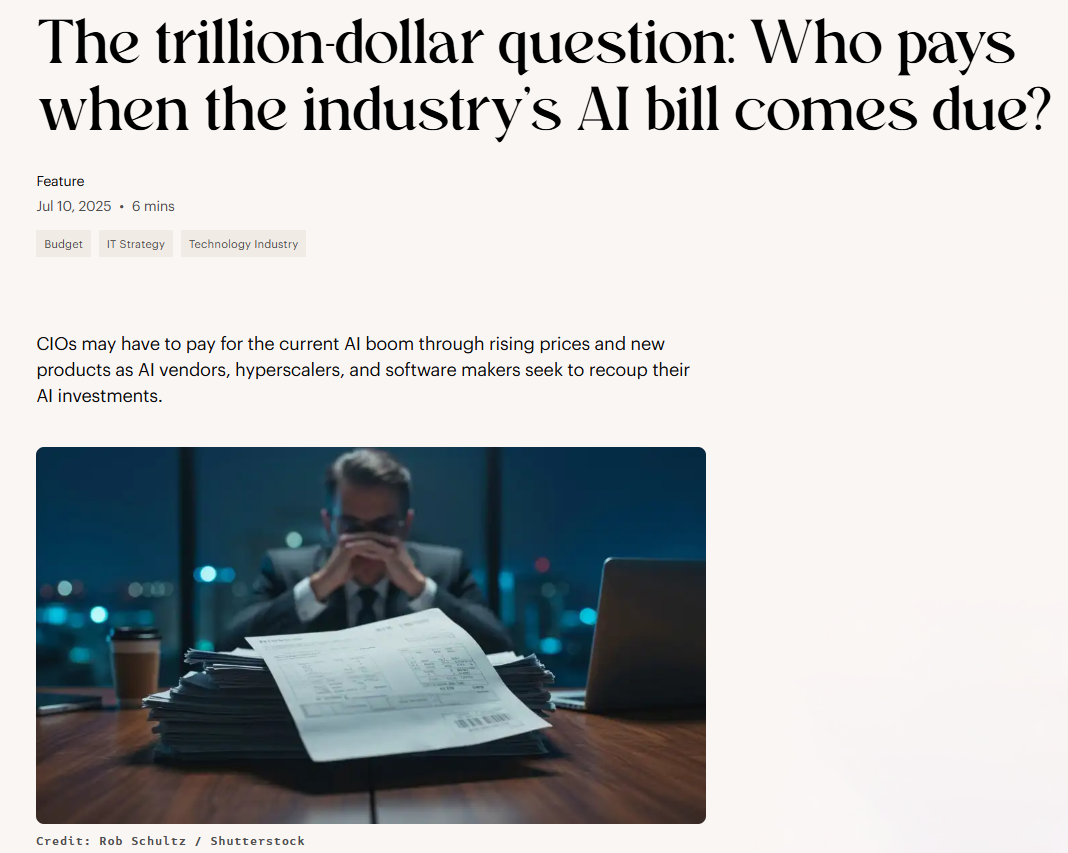 The trillion-dollar question: Who pays when the industry’s AI bill comes due?